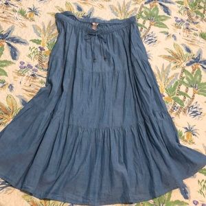 White Stag Cotton Chambray denim tiered skirt